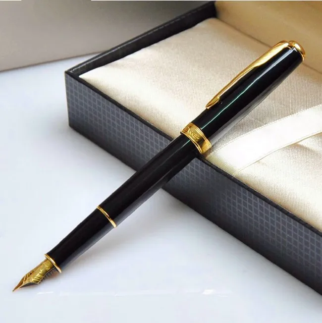 

OFFICE standard gift school Black With Golden Trim M Nib Fountain Pen