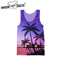 Закат пляж Пальма 3D по всей печати майка без рукавов хипстер летняя уличная одежда крутой ребенок мужчины женщины размер США Прямая поставка