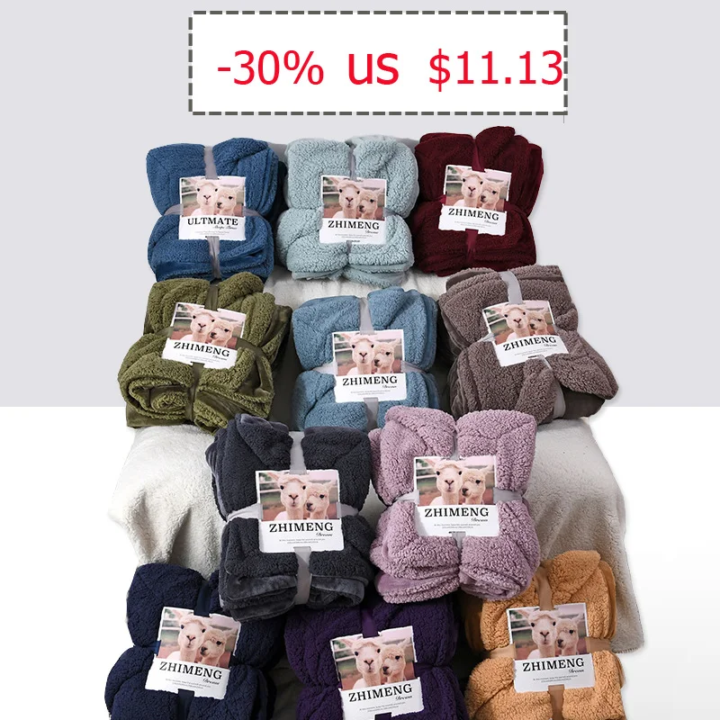 Blankets new thicken double Fleece blanket home plaid knit Wool Winter