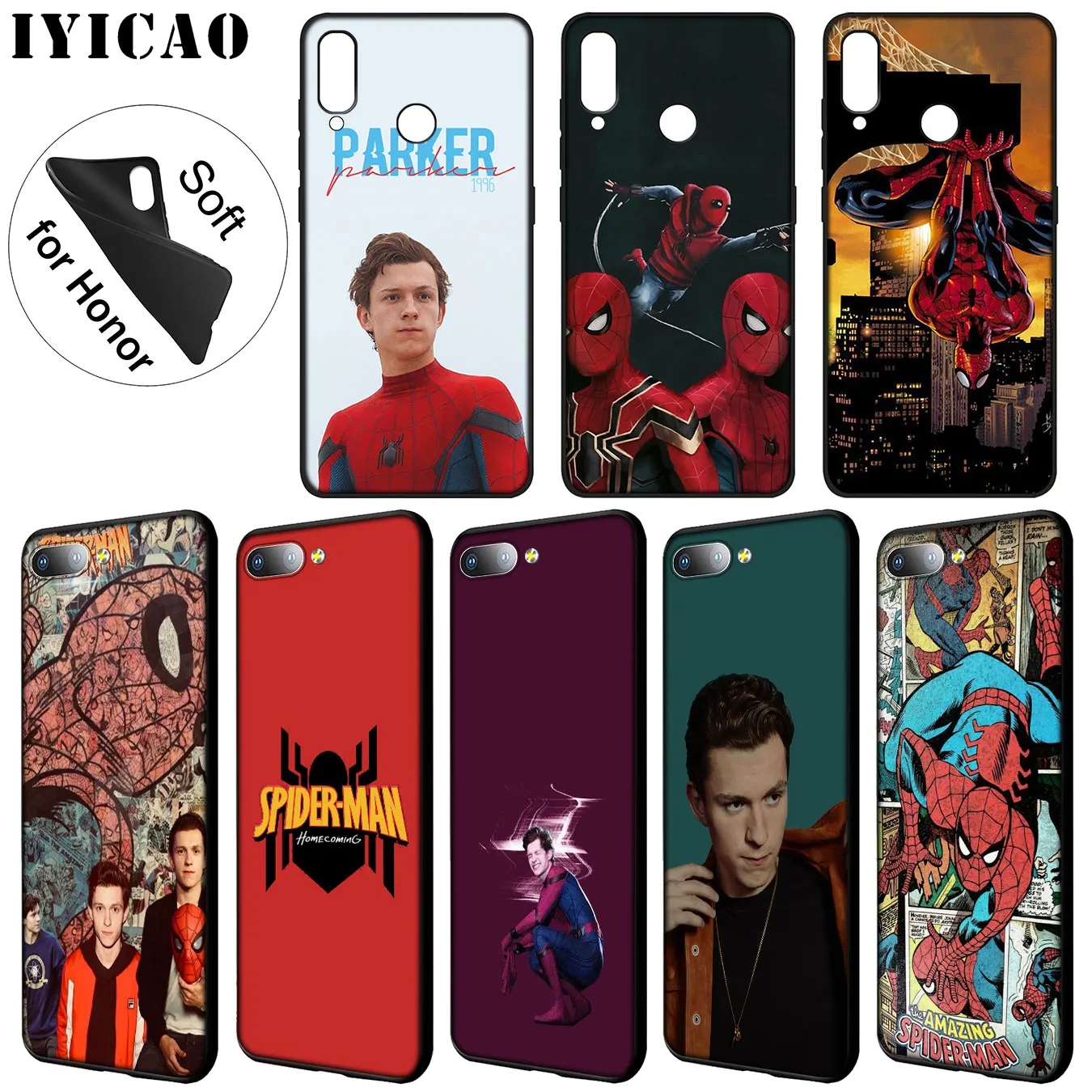 

IYICAO Marvel Tom Holland SpiderMan Soft Phone Case for Huawei Y7 Y6 Prime Y9 2018 Y5 Honor 8C 8X 8 9 10 Lite 7C 7X 6A 7A Pro
