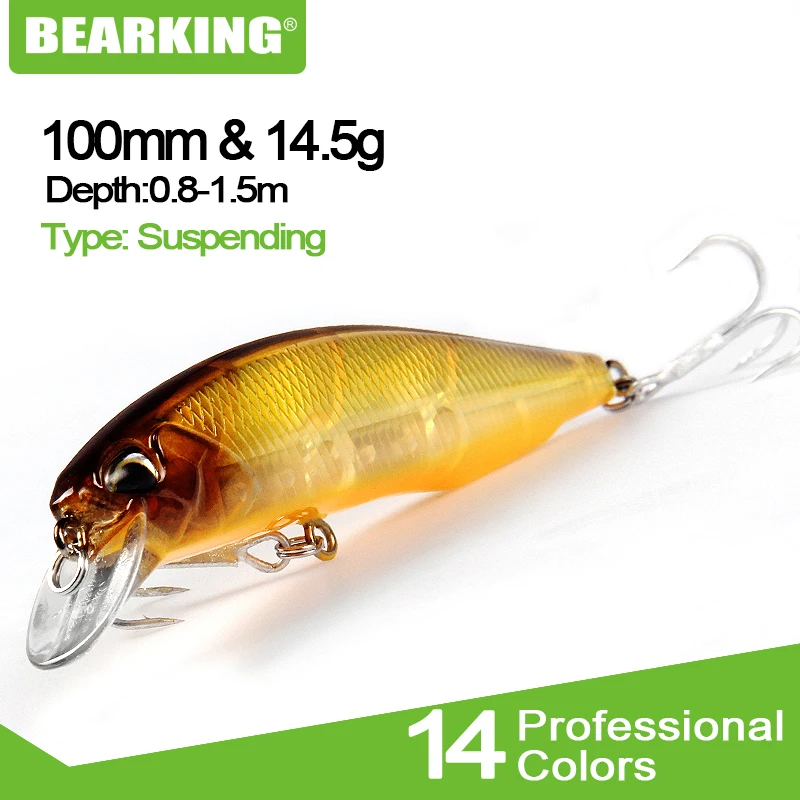 Популярная модель Bearking, 10 см, 14,5 г, воблеры для рыбалки, 5 шт./лот, приманка для рыбалки, приманка, плавающая приманка, кренкбейт с 2 крючками xstrong