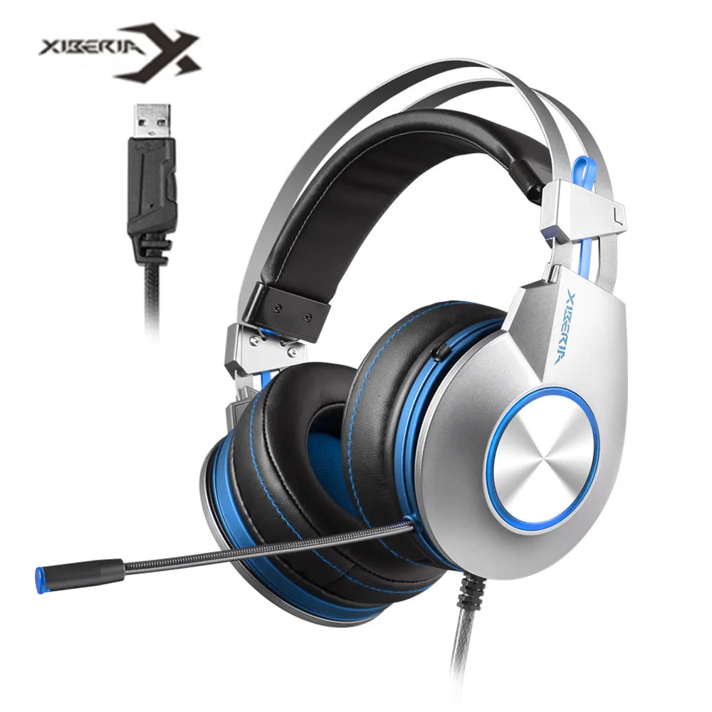 Xiberia K3/K5/k9/K10 Over-Ear PC Gamer игры usb-гарнитура 7,1 Virtual Surround Sound стерео Бас Pro Игровые наушники с микрофоном светодиодный