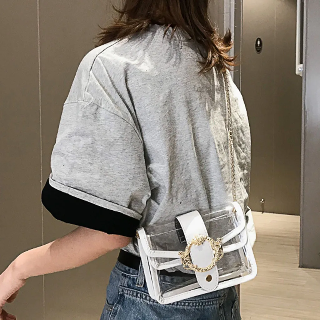 ПВХ Желейная сумка женская маленькая прозрачная сумка через плечо мини сумочка для мобильного телефона брендовая сумка через плечо для девушек# YY