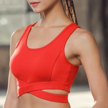 Спортивный бюстгальтер однотонный с перекрестными ремешками черный Йога бюстгальтер женский мягкий спортивный пуш-ап бюстгальтер Быстросохнущий облегающий тренажерный зал тренировки фитнес-короткий топ, лифчик