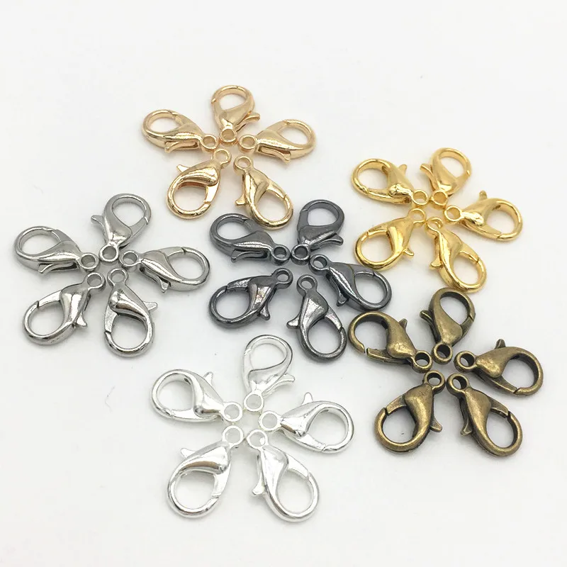 

COMEOWN 10mm 50Pcs Zinc Alloy Lobster Clasp Hooks Silver/Gold/Rose Gold Color Claw Clasps Connector Jewelry DIY Jewelry Findings