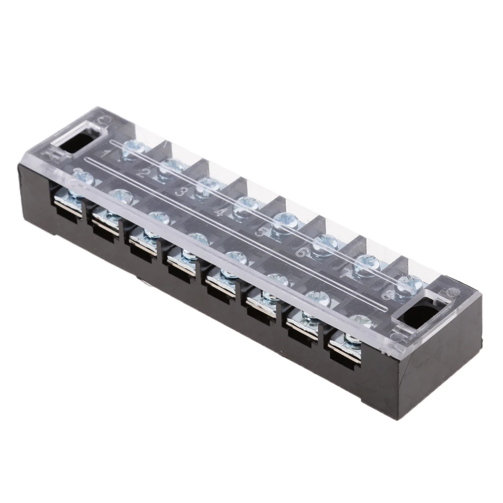 8 Positions Dual Rows Electric Wire Connector Strip Screw Terminal Block