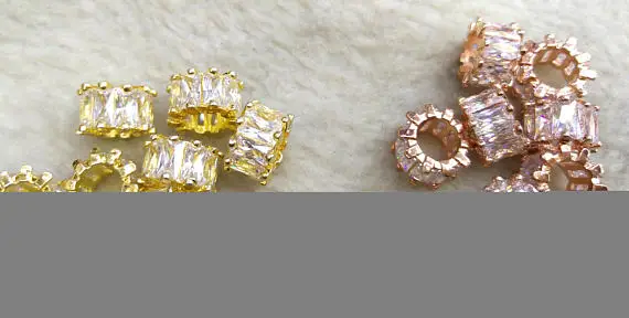 12 шт. бусины из белого серебра с фианитом 10 мм|cubic zirconia|heishi beads1 mm |