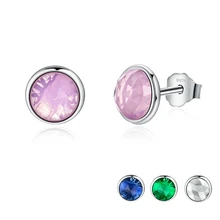 Hot April Birthstone Droplets, Rock Crystal Stud Earrings 100% 925 Sterling Silver For Women Fine Jewelry
