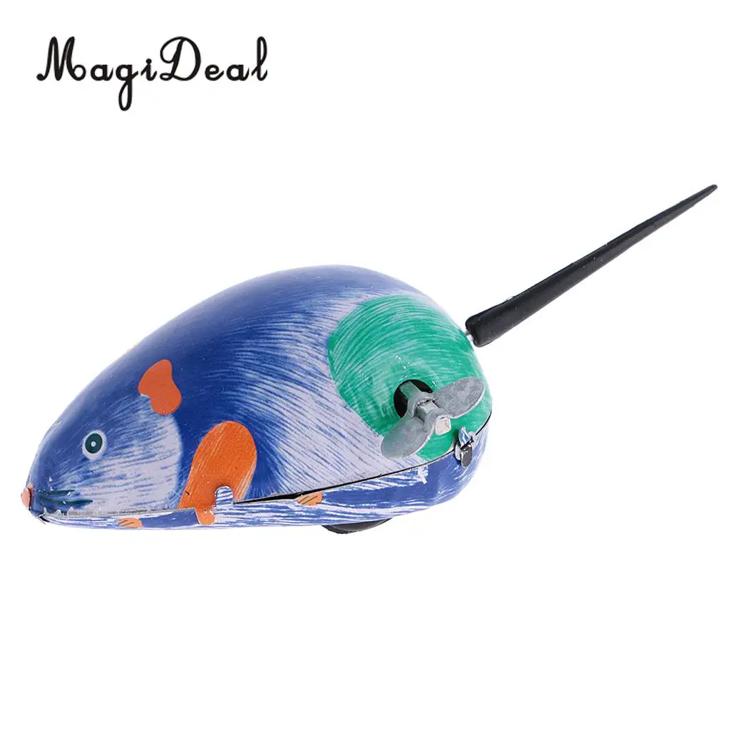 MagiDeal 1Pc Classic Metal Iron Mouse Wind Up Small Animals Crawl Clockwork Mouse Energy Toy for Children Teenagers Youth Gift