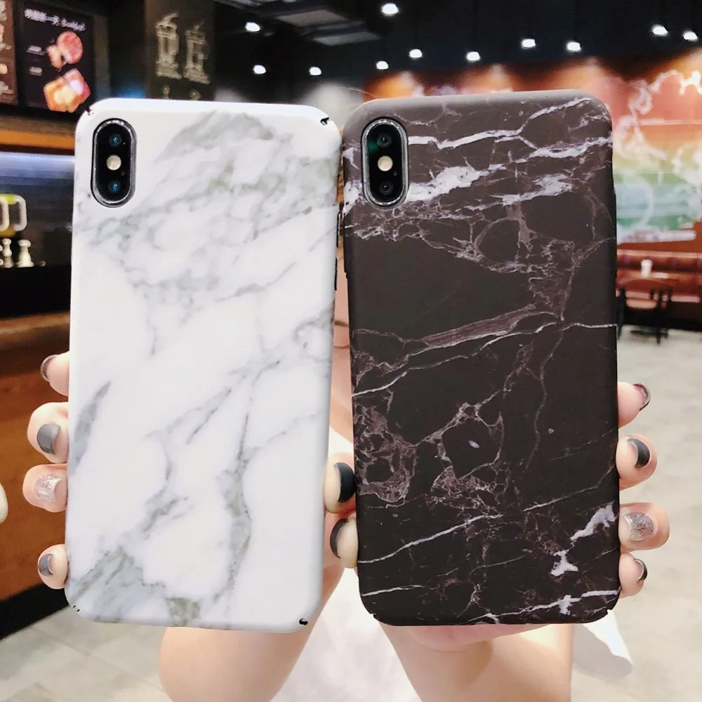 XS Max Back Cover Fashion Matte Marble Phone Cases for iPhone XR X 8 7 6 6S Plus Ultra thin Frosting Hard PC Coque Black |