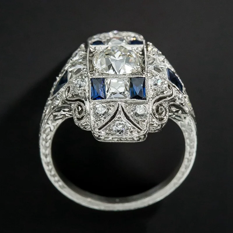 Полые кольца с узором для мужчин и женщин, античное кольцо из сплава на день рождения