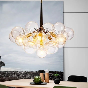 

Nordic Glass Molecular Lamp Pendant Lights Lighting Hanging Lamp Led Kitchen Fixtures Dining Pendant Lamp Hotel Lobby Restaurant
