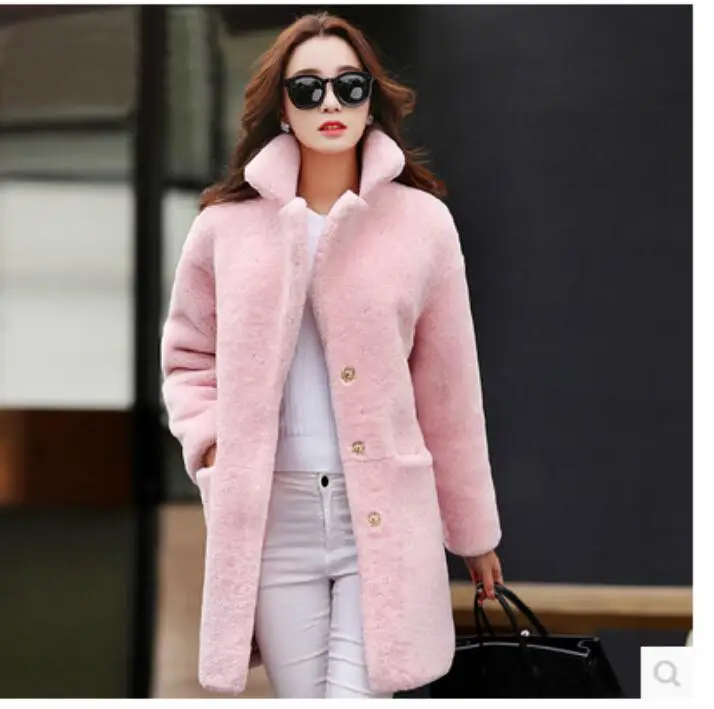 Laine D'agneau Rouge Automne Section 2017 Longue rose Nouvelle D'hiver Une De blanc Et Fourrure Manteau gris noir Imitation pXIpq