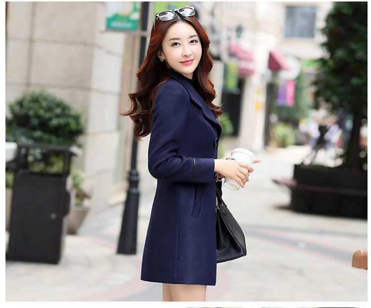 2017 Korean version of the new spring section of the female woolen slim thin woolen jacket in the long paragraph thin section Nizi coat (11)