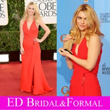Claire Danes Red Neckholder Chiffon Prom Abendkleid Mit Schlitz Golden Globes 2013 Roter Teppich-berühmtheit Kleid