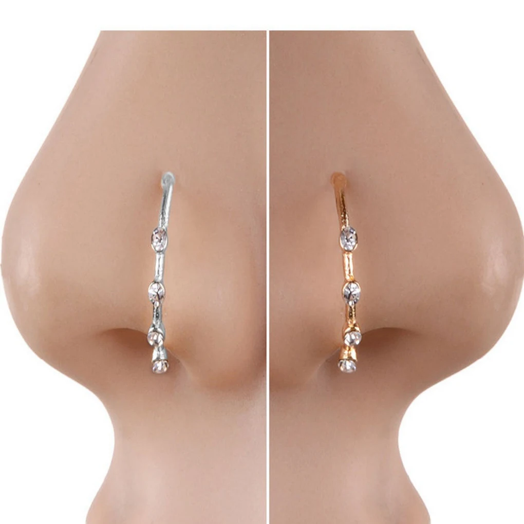 

Crystal Rhinestone Fake Hoop Nose Ring Punk Nose Clip Nostril Hoop Nose Hoop Ring Body Piercing Jewelry