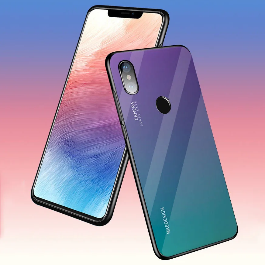 Закаленное Стекло чехол для xiaomi 8 se Роскошные Аврора градиент цвета 9 h Твердость