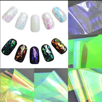 

New Arrival Holographic DIY Glass Finger artificial nails Foil Decal artificial nails stickers 1 roll artificial nails