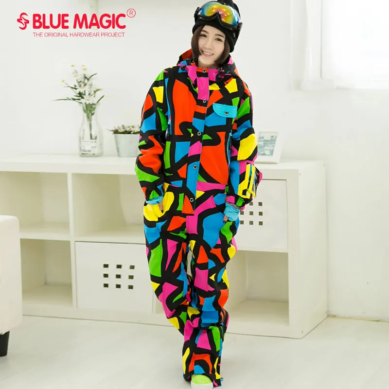 blue magic waterproof snowboarding one piece skiing jumpsuit women snowboard -30 degrees snow ski suit Winter clothing coverall