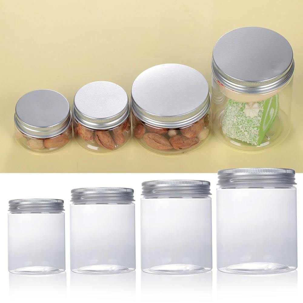 

30-250ml Aluminum Cap Cosmetic Tin Pot Lip Balm Jar Containers Oil Wax Empty Transparent Sample Bottle Container