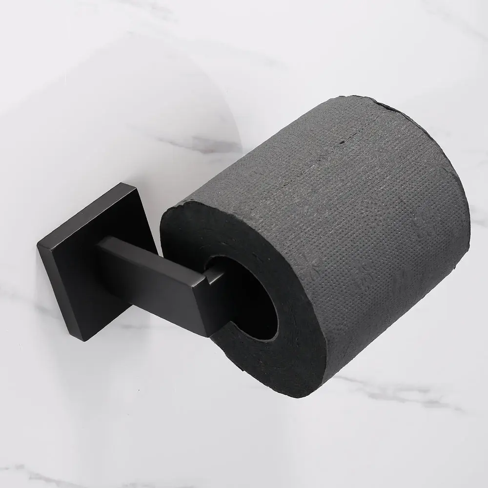 Матовый черный набор аксессуаров для ванной из нержавеющей стали, крючок для халата, полотенце, кольцо для полотенец и держатель для туалетной бумаги