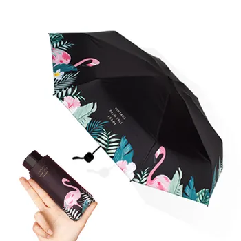 

Portable Mini Umbrella Women Sunscreen Anti-UV Paraguas Umbrella Rain Women Flamingo Print Summer Sombrilla Ombrelle Chinoise
