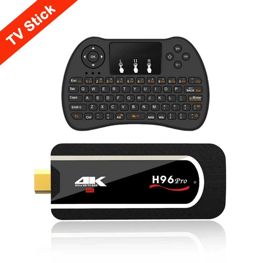 Новейшая Система Android 7 1 H96 Pro 4K tv Stick с клавиатурой H.265 HEVC S912 64 бит Восьмиядерный