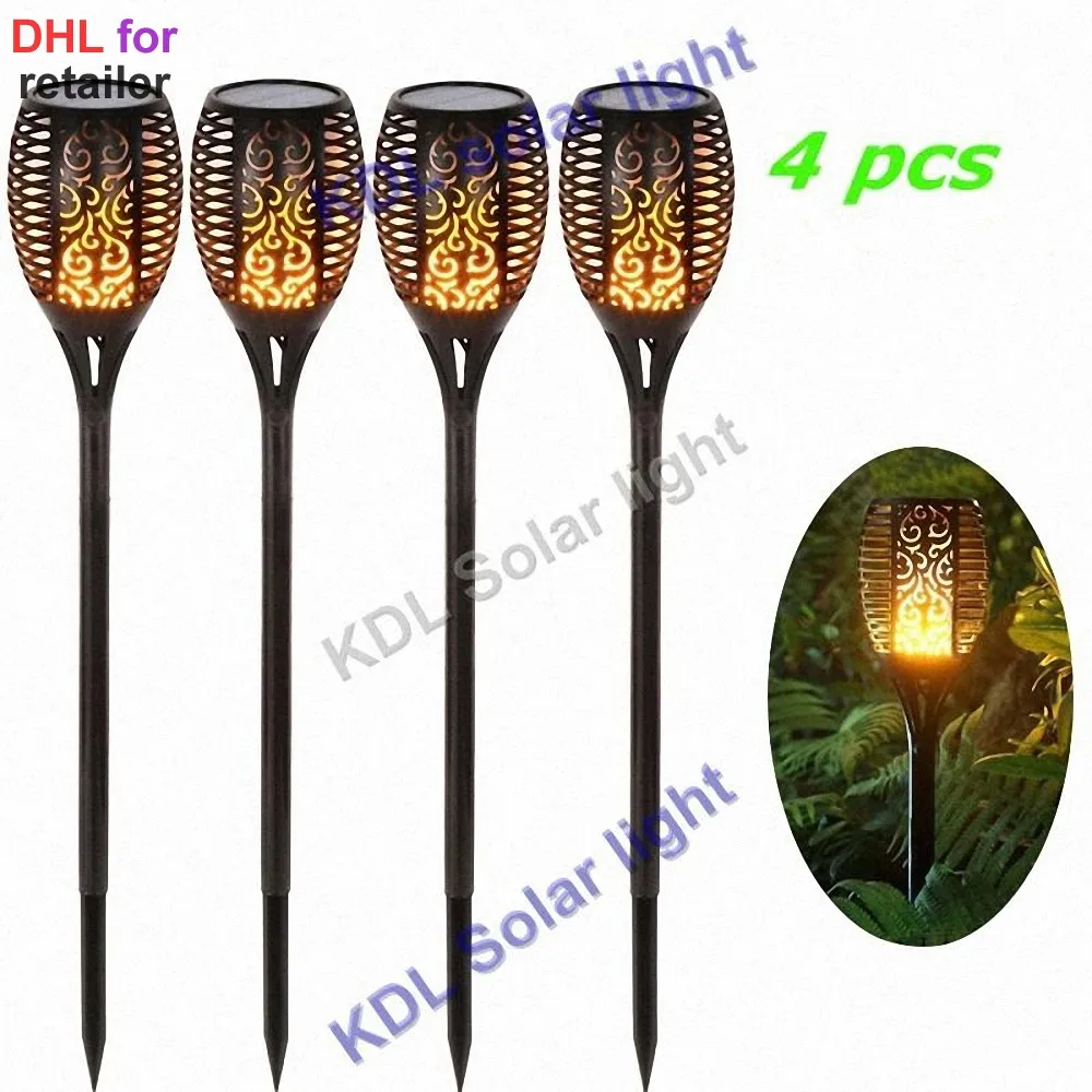 

4pcs/lot 1 pcs Solar 96LEDs Lawn Dancing flame Torch Lights radar 3 working mode Solar Tiki Torch Lights Landscape Garden Lamp