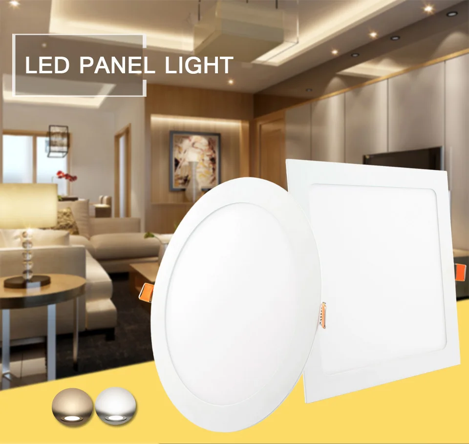 18w 6 Inch Led Ceiling Light Recessed Slim Panel Type For Home Office Shop Lighting