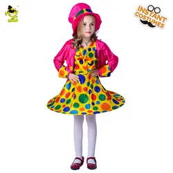 Новый костюм клоуна для девочек, Детский костюм на Хэллоуин, Веселый праздник, разноцветные платья для костюмированной вечеринки, костюмы