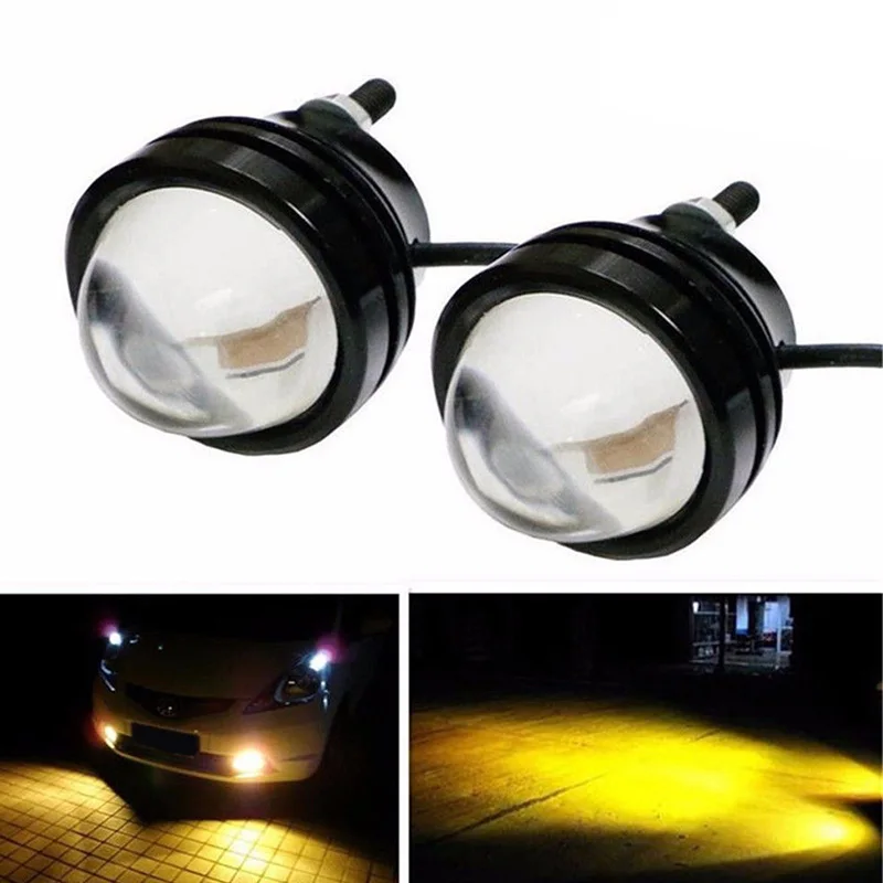 2Pcs DC 12V 15W Automobile Car Led Lens Fog Lamp eagle Eye Refit Fish eye Fog Lamp Hawk Eagle Eye Moto Daytime Running Light DRL