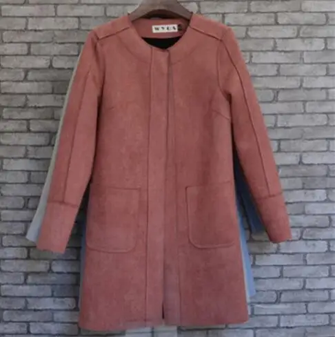 Casaco feminino Ранняя весна новое свободное сложное и длинное замшевое пальто блузки пальто для женщин Женское пальто G467 - Цвет: ou pink