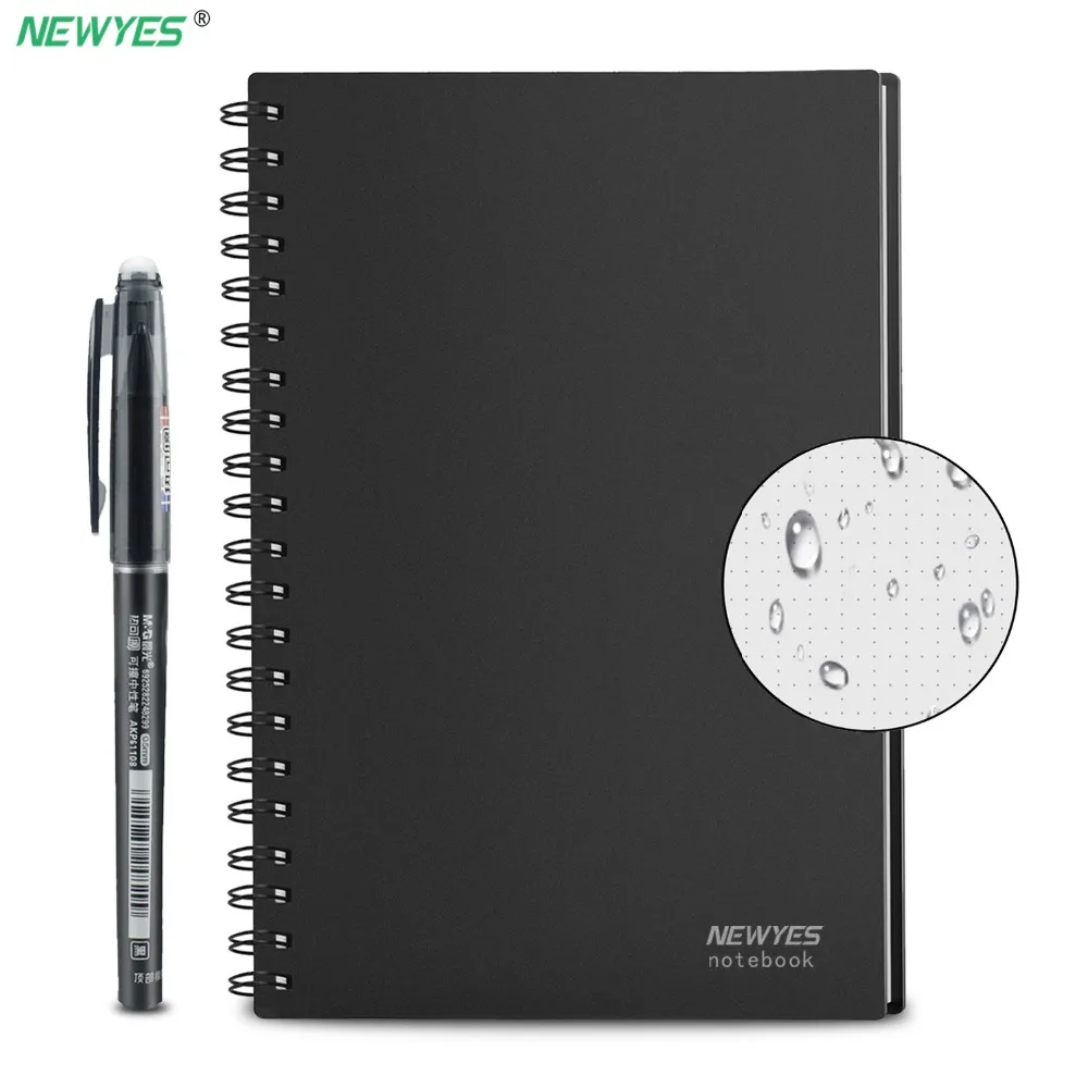 Achat NeWYeS A4 humide effaçable réutilisable intelligent écriture cahier noir étanche papier Auto Scan personnalisé cadeau fil lié spirale Notes