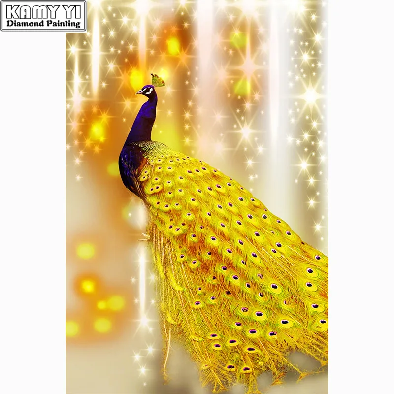 

5D DIY Full Square Diamond Painting Cross Stitch "Golden Peacock" 3D Diamond Embroidery Rhinestone Mosaic Home Decor Gift
