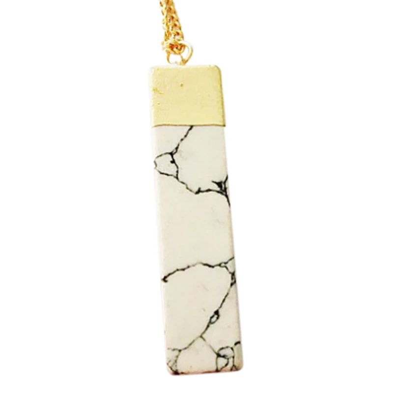 

1pcs Summer Style Hot Trendy Brand Design Fashion Geometric White Marble Faux Stone Pendant Necklace for Women
