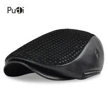 HL041-P бейсболка из натуральной кожи, Мужская зимняя теплая брендовая шапка, новинка, овечья кожа, газетчик, берет с ремнем, шапки