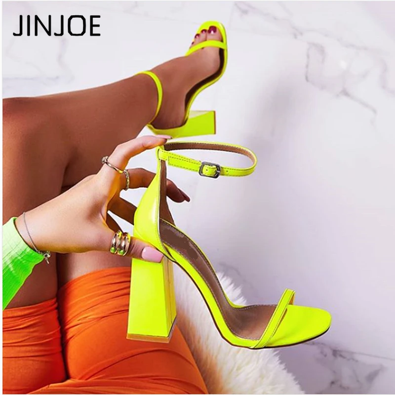 JINJOE woman shoes Square Heel pumps High Heel Sandals Sexy Word Buckle With Thick Heel Shoes Shallow Mouth Strapless Open Toe JINJOE woman shoes Square Heel pumps High Heel Sandals Sexy Word Buckle With Thick Heel Shoes Shallow Mouth Strapless Open Toe