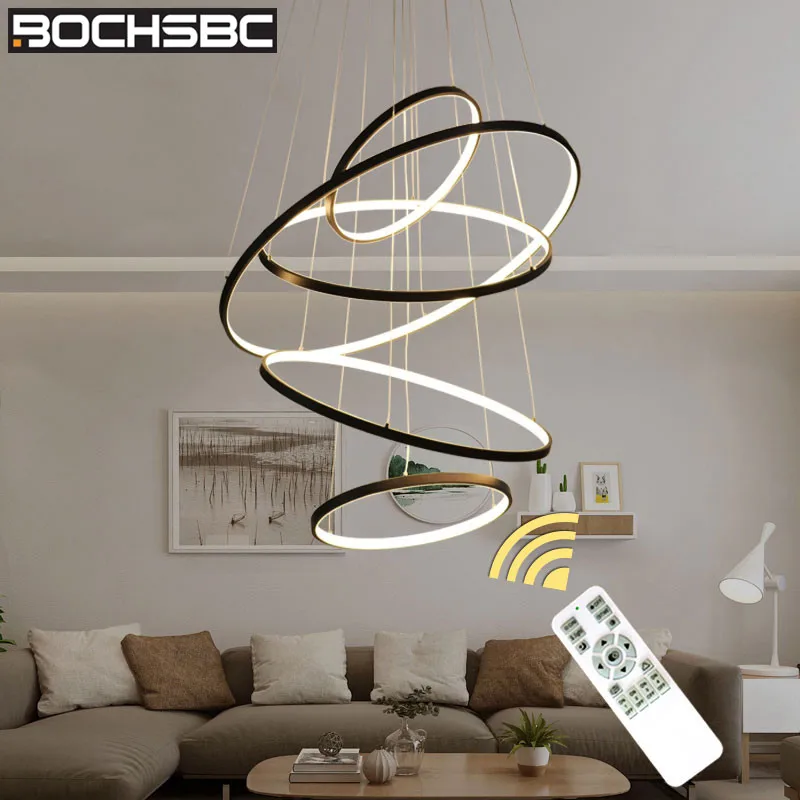 BOCHSBC Современные кольца круг подвесной светильник ПВХ и Металл Led светильники для