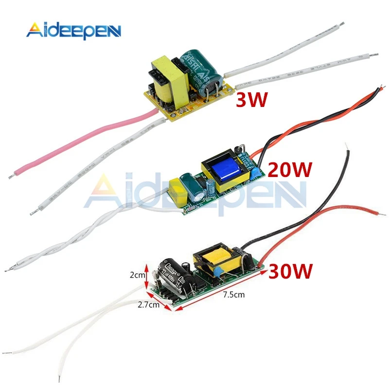3 Вт 20 Вт 30 Вт Светодиодный драйвер лампы трансформатор конвертер Вход AC 85-265 в адаптер питания 100мА 600мА 900мА ток для светодиодный светильник