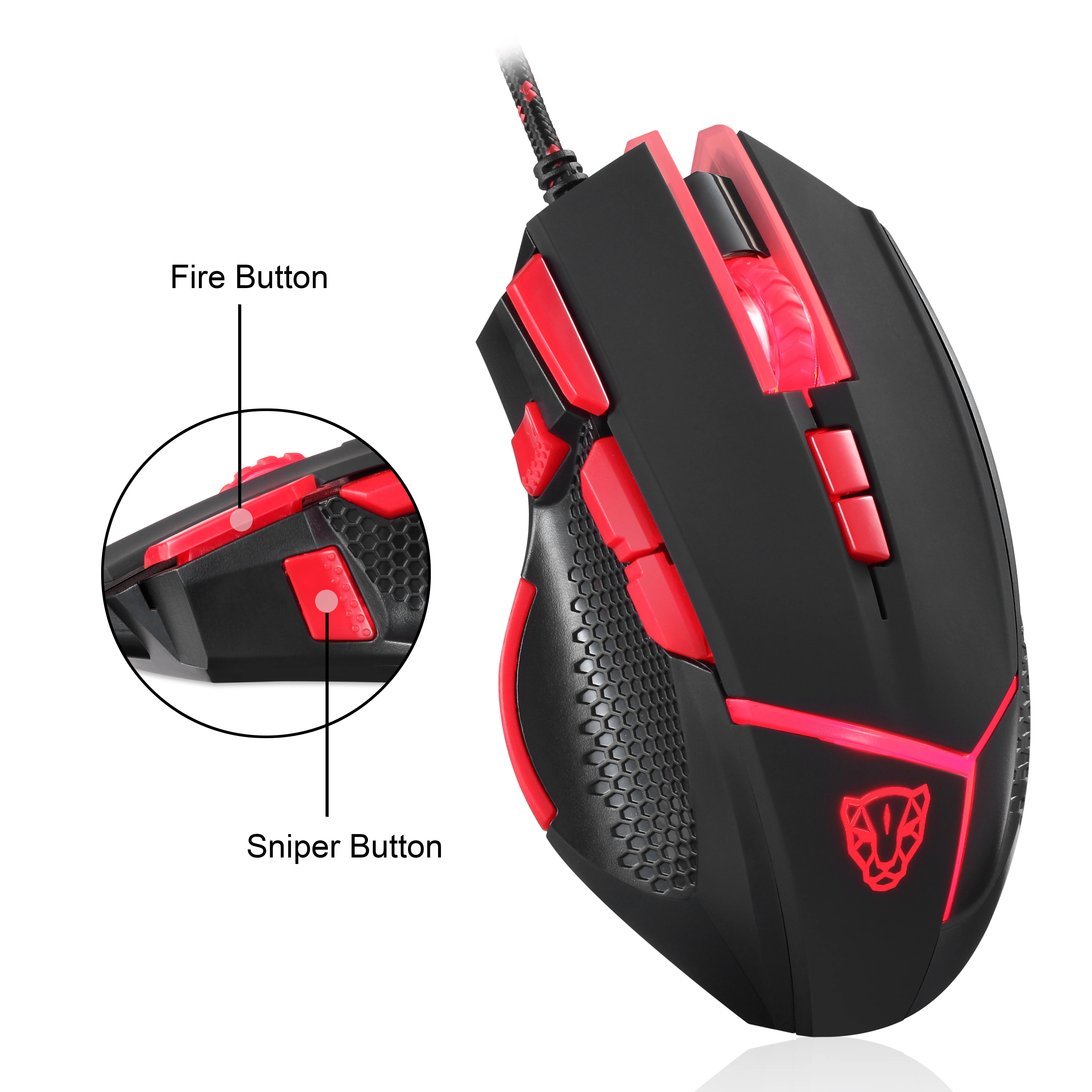 MOTOSPEED V18 мышь Проводная игровая 4000 dpi 9 Кнопок светодиодный свет огонь/снайперская