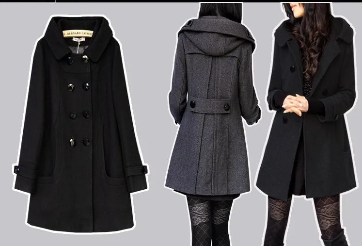 Тренч для женщин Плюс Размер Горячая Распродажа трендовая Женская шерстяная смесь зимнее благородное длинное пальто куртка, с капюшоном бушлат S-3XL