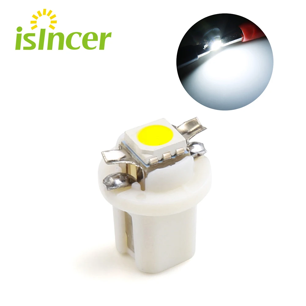 Isincer 10 шт. T5 B8.5D 5050 1SMD Автомобильный светодиодный приборной панели, приборный светильник, лампы белого цвета