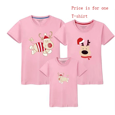 pink Рождественская семейная одежда с оленем для мамы и меня одинаковые комплекты одежды для семьи с героями мультфильмов футболка для мамы и дочки, папы и ребенка - Цвет: pink