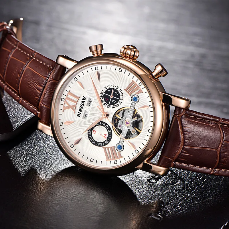 BINSSAW الرجال توربيون التلقائي الميكانيكية ووتش الأزياء الفاخرة عارضة العلامة التجارية جلدية الذاتي الرياح الرجال النساء عشاق مجموعة الساعات BINSSAW الرجال توربيون التلقائي الميكانيكية ووتش الأزياء الفاخرة عارضة العلامة التجارية جلدية الذاتي الرياح الرجال النساء عشاق مجموعة الساعات