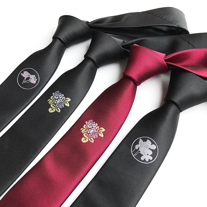 

2018 Upscale Skinny Tie Rose Tie 5cm Embroidery New Design Korean Magnolia Embroidery Mark Tie Youthful Fashion