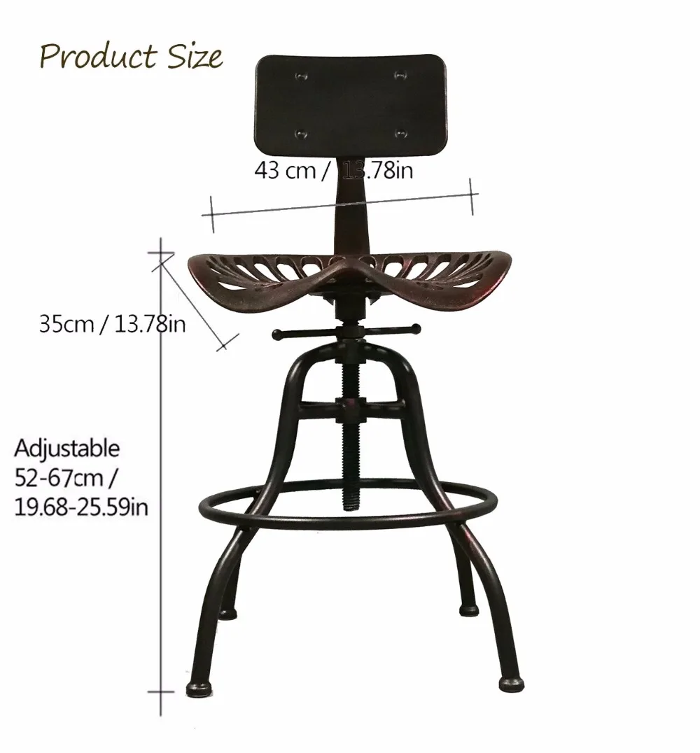 Промышленный стиль мебели Высота Регулируемый Барный стул поворотный Топ барный стул металлический кухонный Остров обеденный стул трактор сиденье