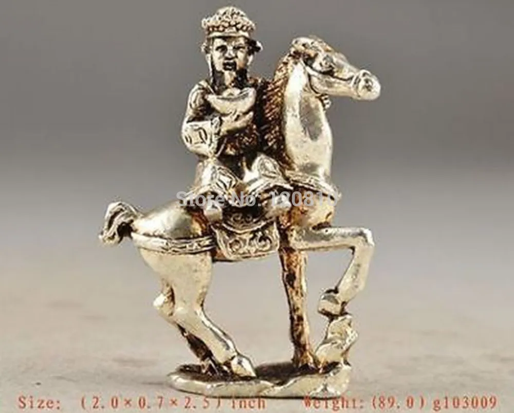 

Tibet Silver Chinese Handwork Old Carving God Of Wealth Horse Statue Decor