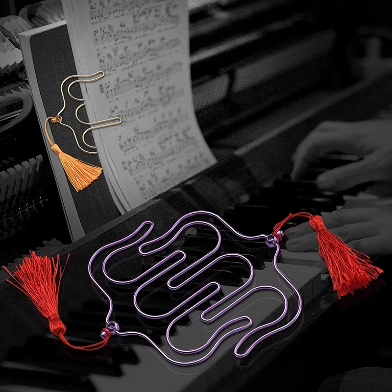 STARWAY 2Pcs/set Purple Creative Music Score Musical Series Clip Guitar Piano Book Page Metal Bookmark Portable Blue Paper Clips | Спорт и