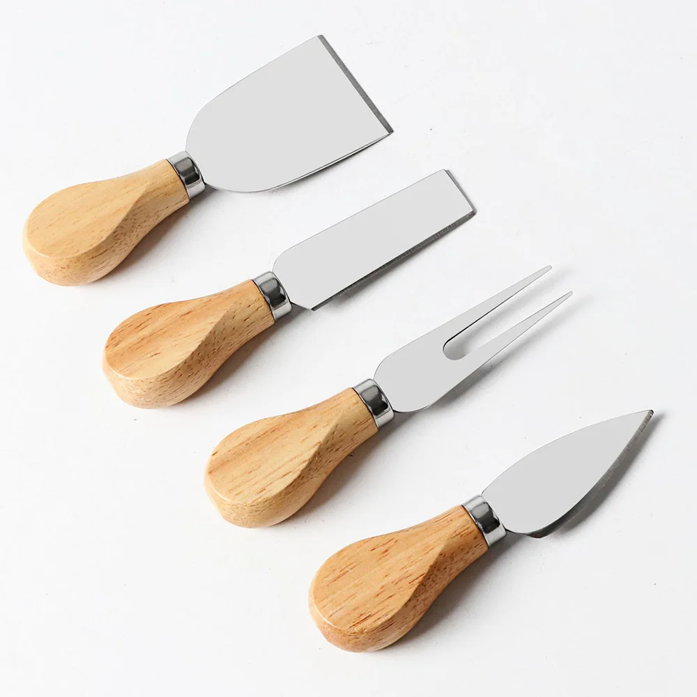 4PCS wood Handle sets Knives Bard Set Oak bamboo Cheese Knife slicer