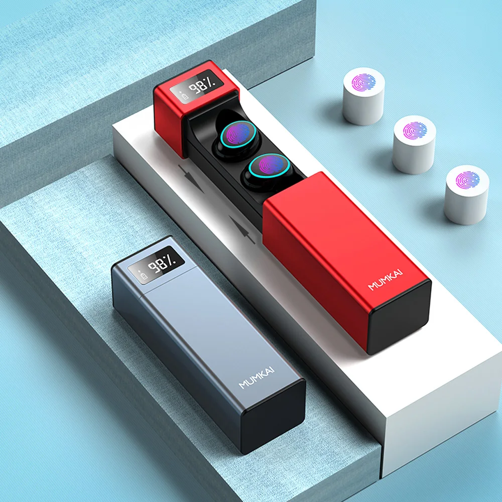 

ALWUP Wireless Bluetooth Earphones Stereo Earbuds IPX7 Waterproof Bluetooth Earphone With Mic led display Charging Box 5.0